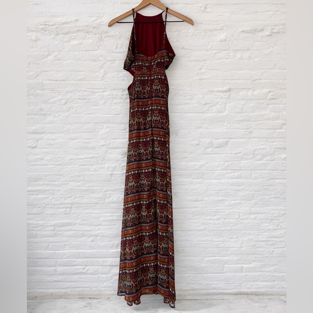Gianni Bini Boho Paisley Waist Cutout Halter Maxi Dress Size S - Picture 6 of 13